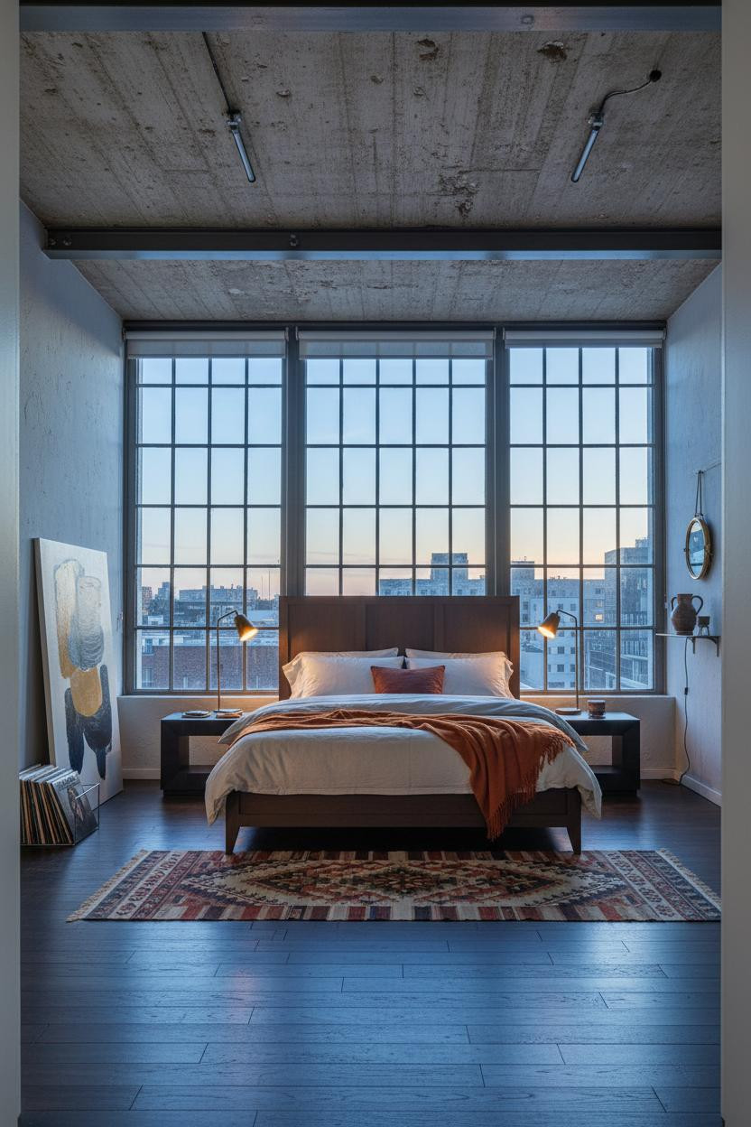 Industrial Chic Bedroom Concrete Loft