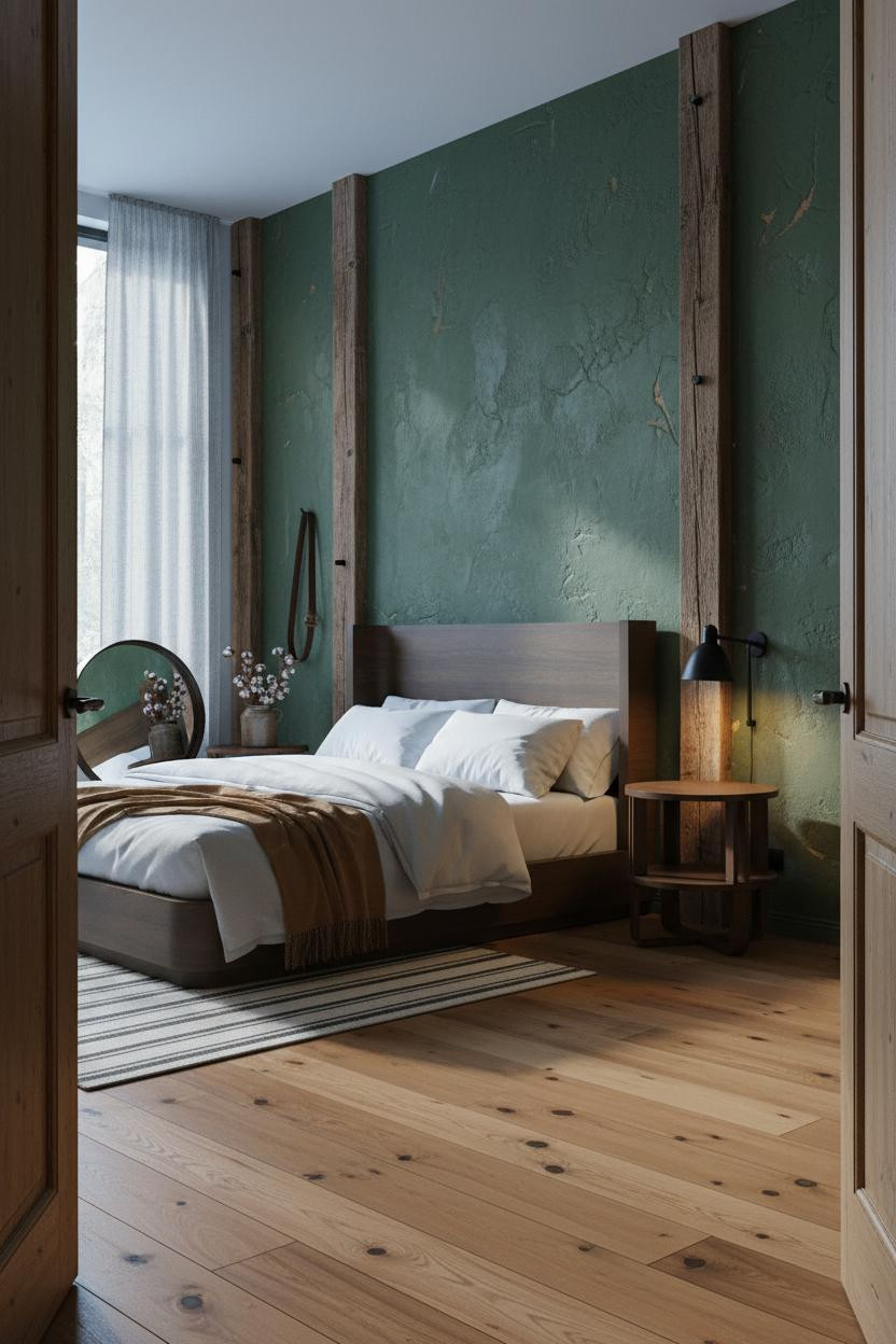 Industrial Farmhouse Bedroom Rustic Plaster Timber
