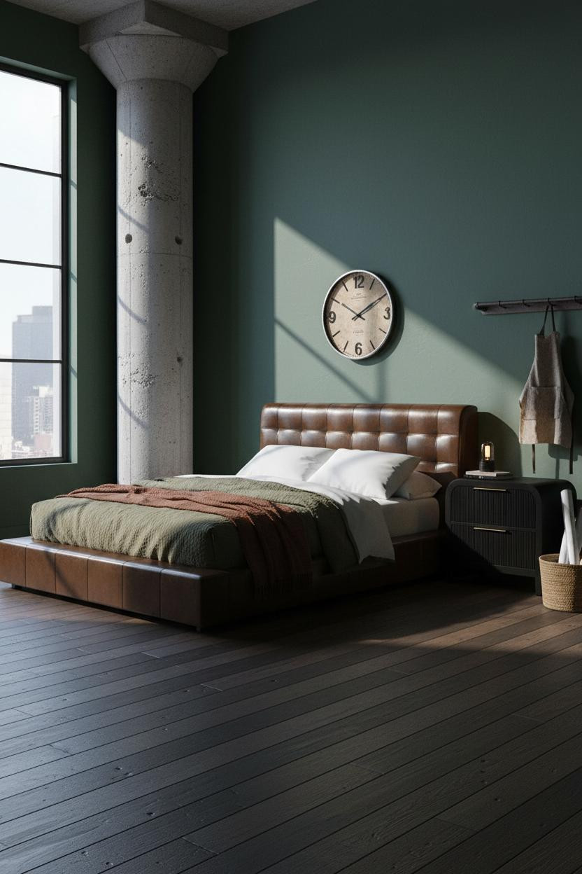 Industrial Loft Bedroom Concrete Column