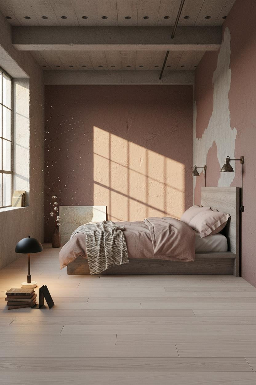 Industrial Loft Bedroom Concrete Sconces
