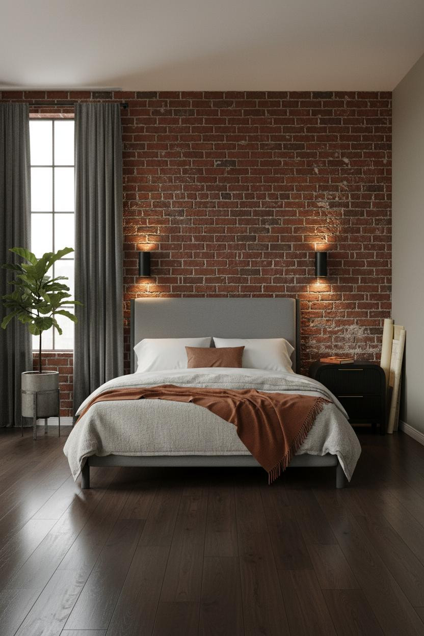 Industrial Loft Bedroom Exposed Brick Steel Windows