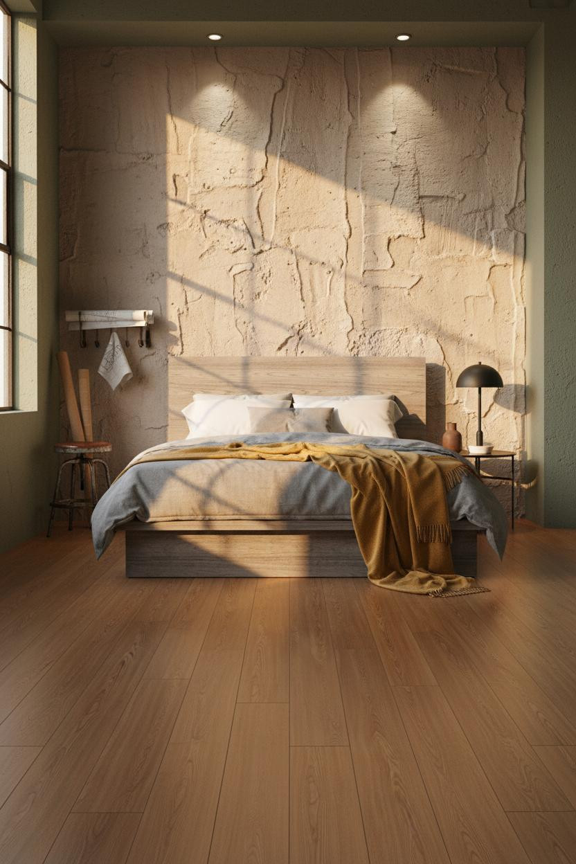 Industrial Loft Bedroom Plaster Texture