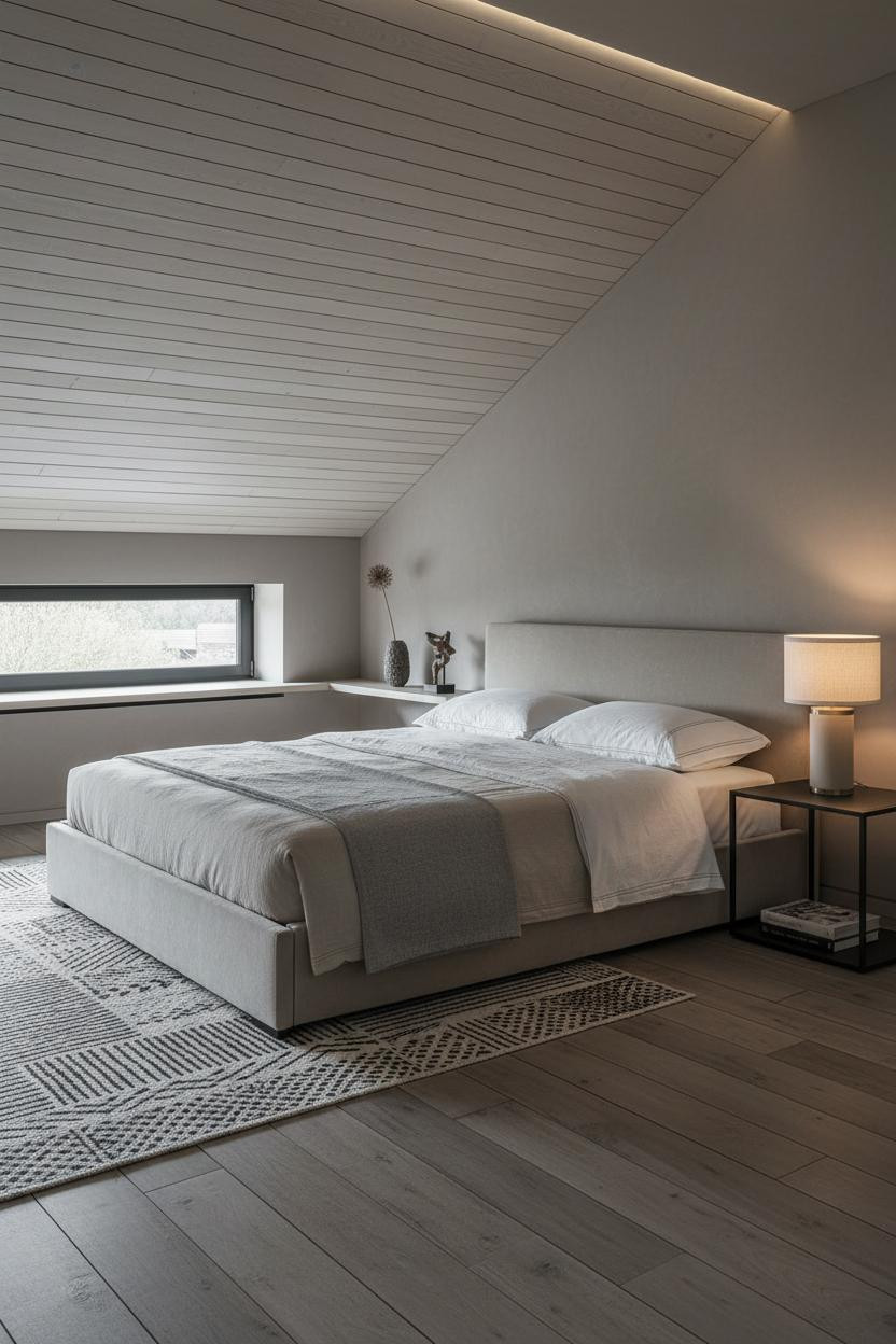 Japandi Attic Bedroom Warm Minimalist