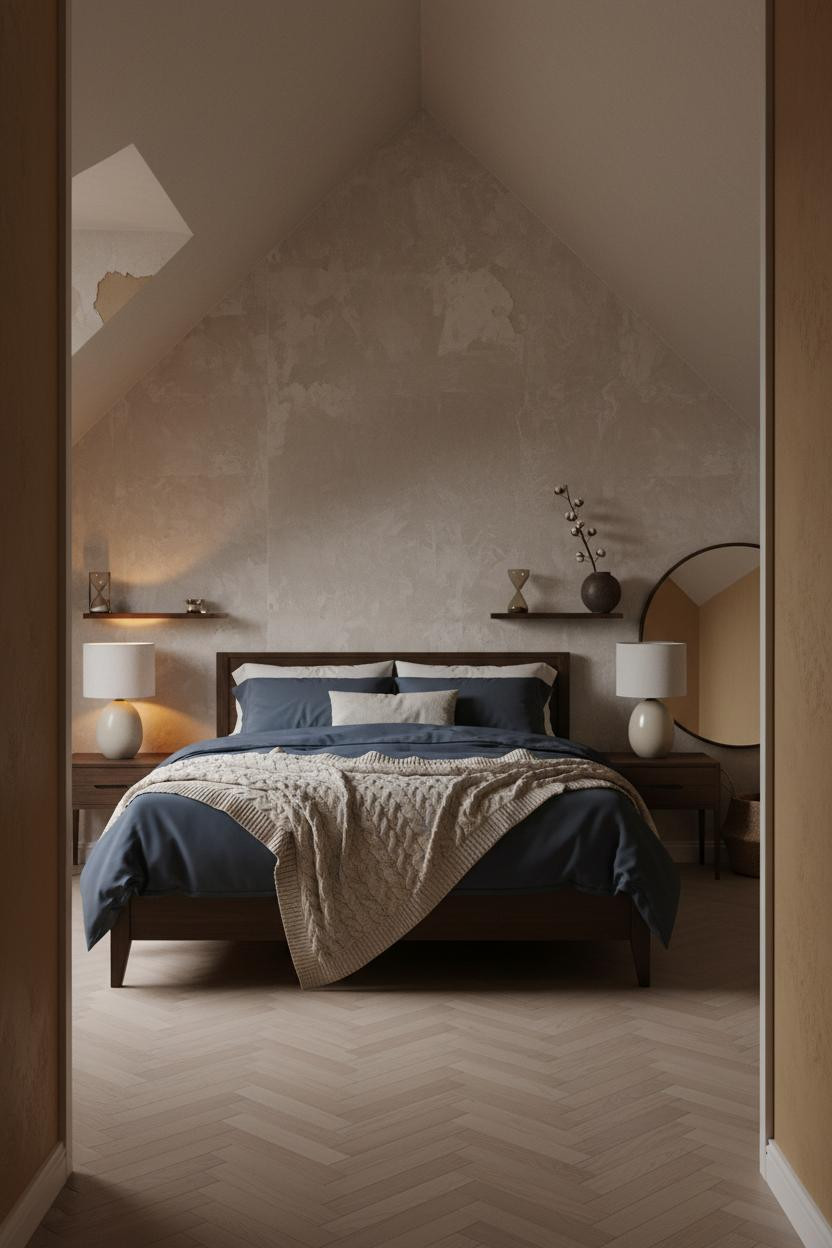 Japandi Bedroom Attic Plaster Lamp