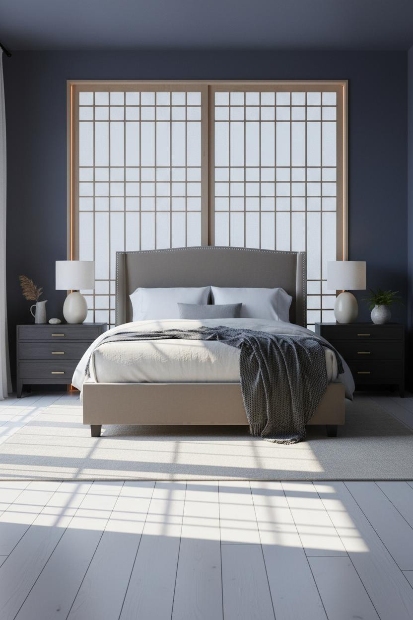 Japandi Bedroom Design Shoji Screen Minimal