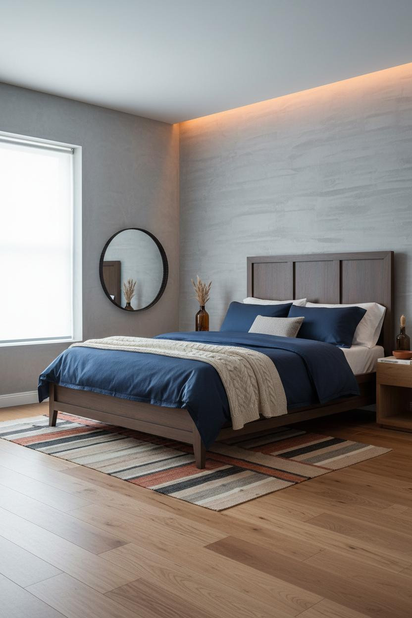 Japandi Bedroom Design Textured Plaster Minimal