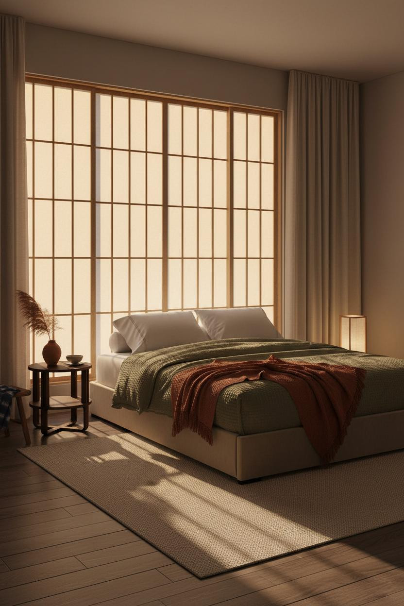 Japanese Bedroom Minimalist Shoji Panels