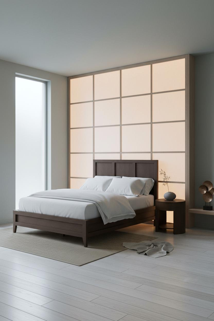 Japanese Bedroom Minimalist Washi Wall
