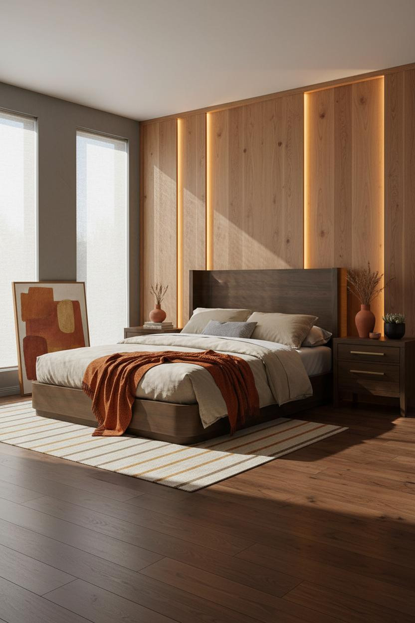 MCM Bedroom Mid Century Modern Oak Paneling