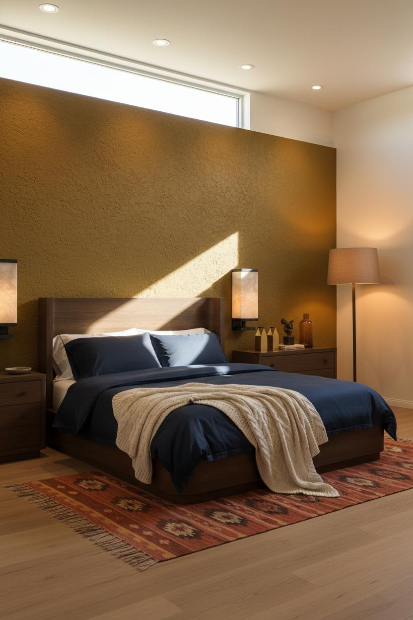 MCM Bedroom Vintage Modern Mustard Plaster
