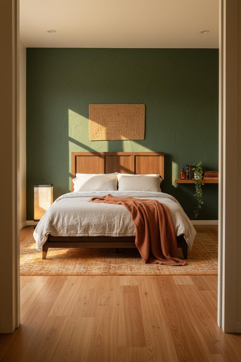 MCM Bedroom Vintage Modern Moss Green