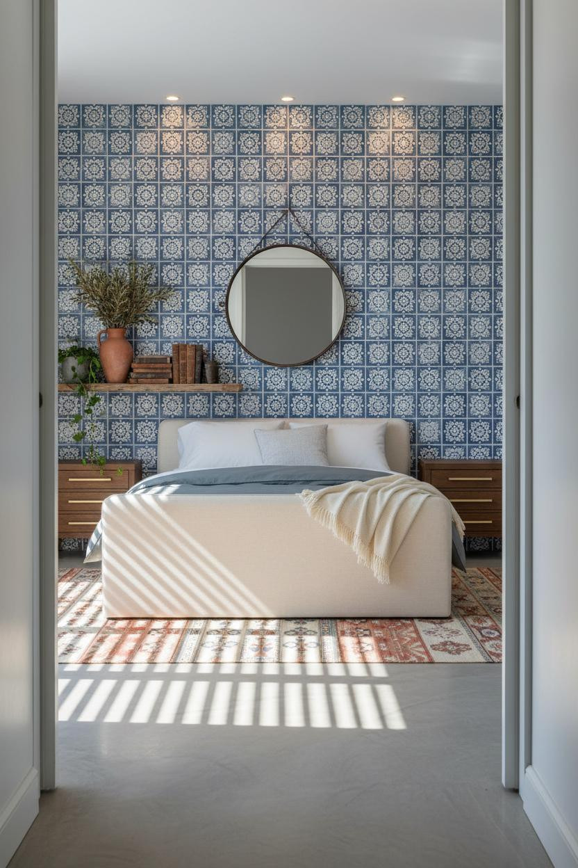 Mediterranean Bedroom Azulejo Tiles Spanish Modern