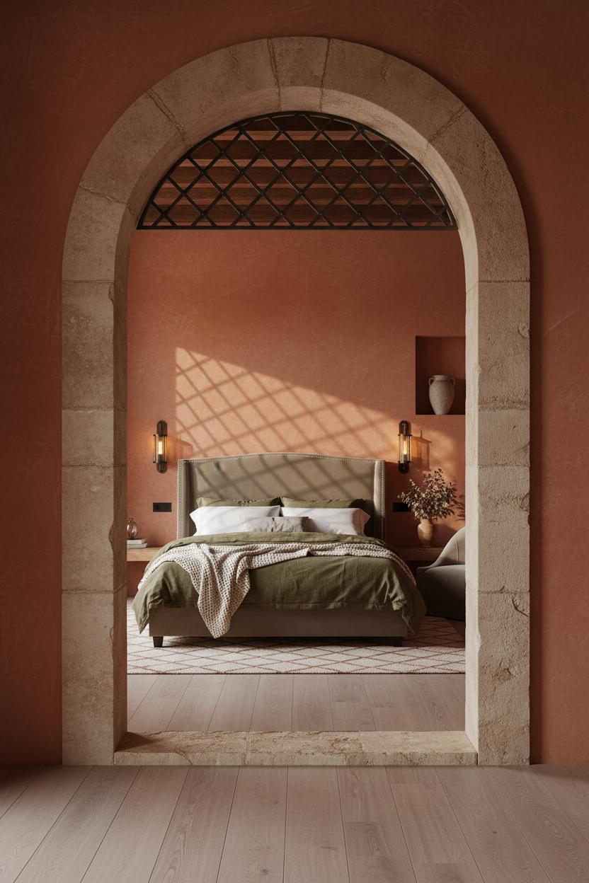 Mediterranean Bedroom Spanish Arched Doorway