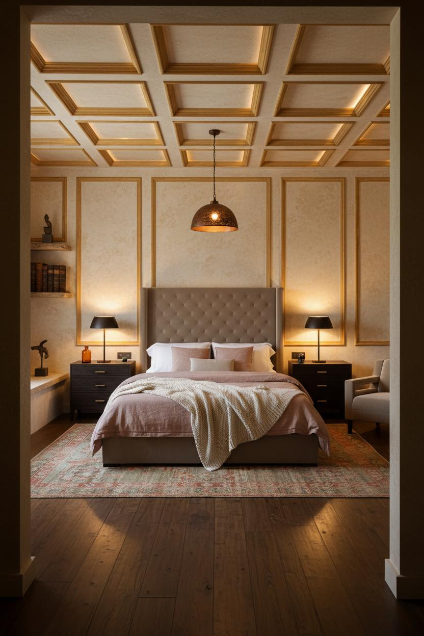 Mediterranean Bedroom Spanish Coffered Ceiling