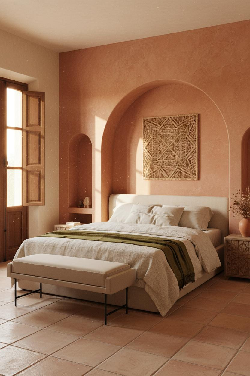 Mediterranean Bedroom Spanish Modern Stucco Arch