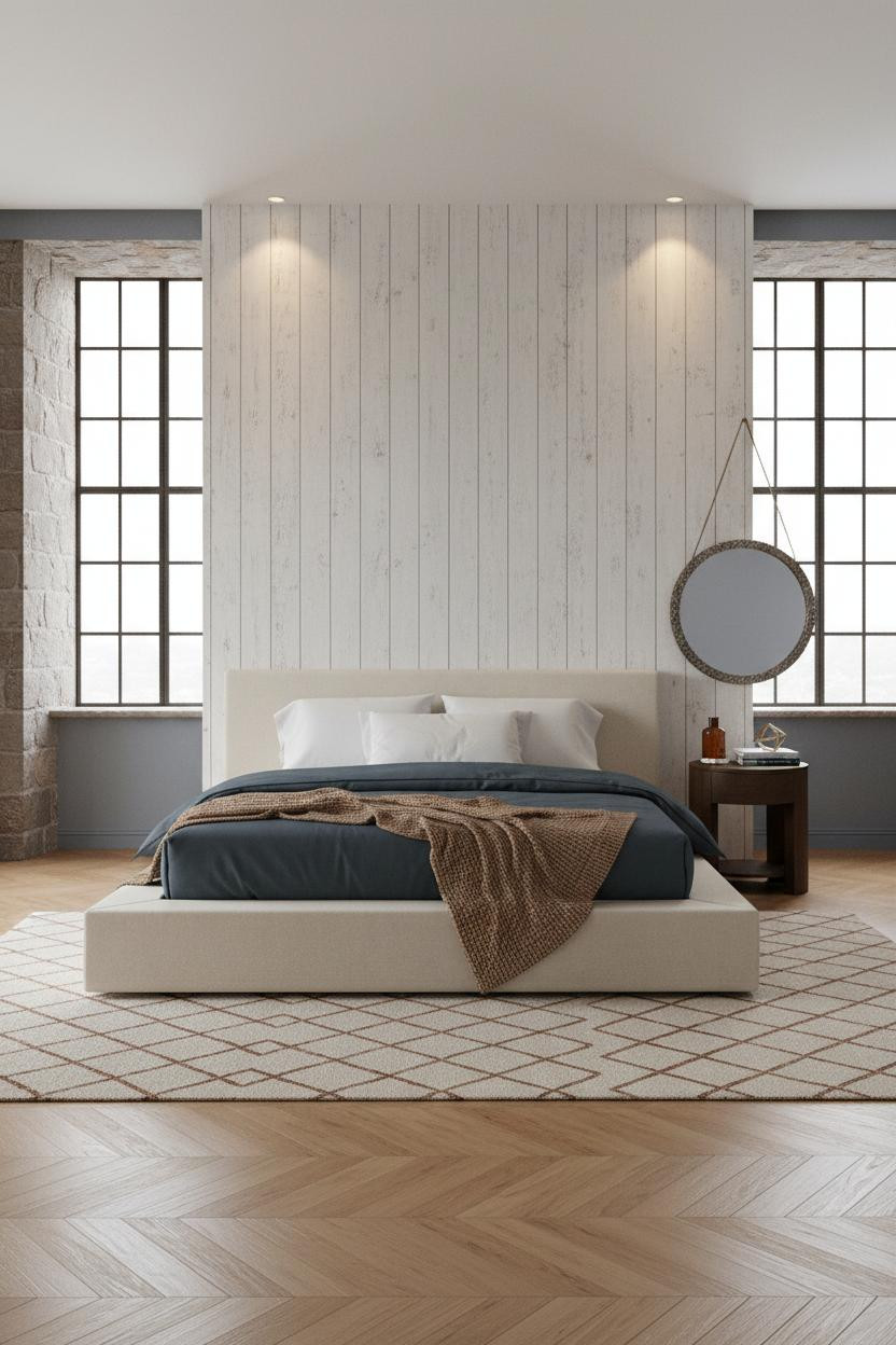 Mediterranean Bedroom Spanish Modern Whitewashed Batten