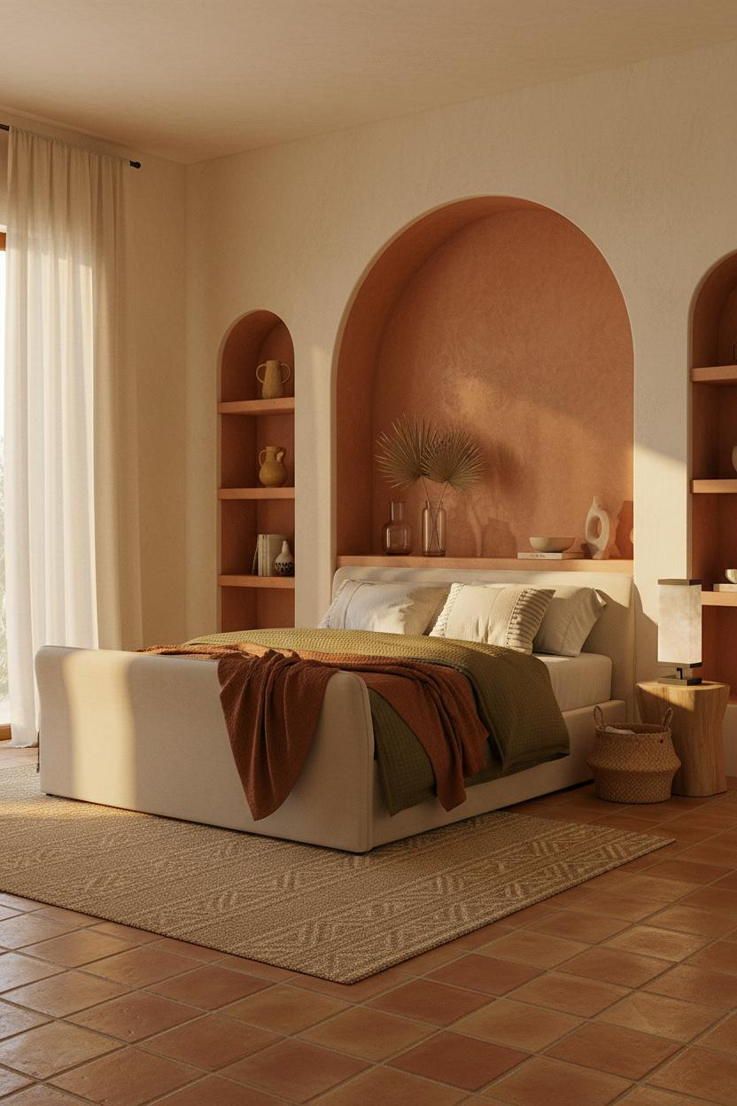 Mediterranean Bedroom Spanish Villa Arched Alcove