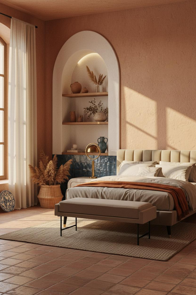 Mediterranean Bedroom Spanish Villa Arched Alcove