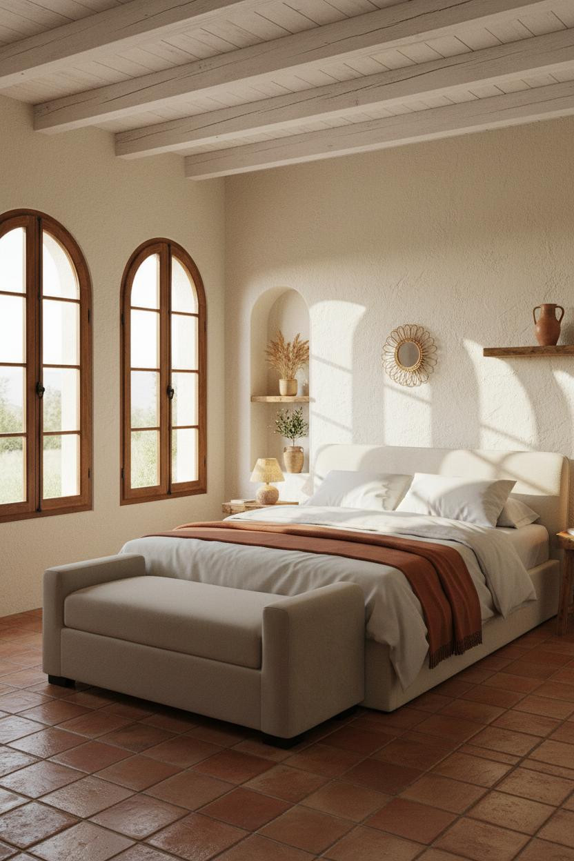 Mediterranean Bedroom Spanish Villa Arched Windows