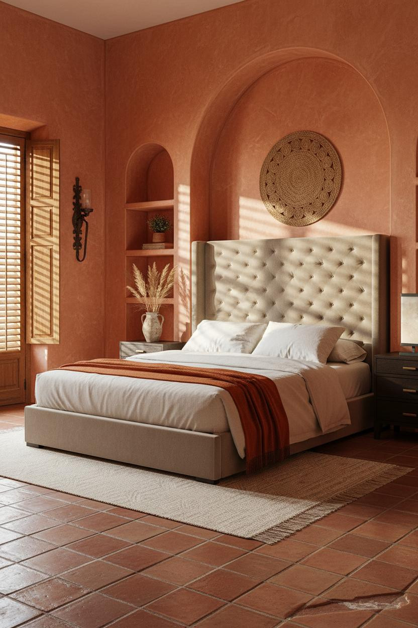 Mediterranean Bedroom Spanish Villa Terracotta Arch