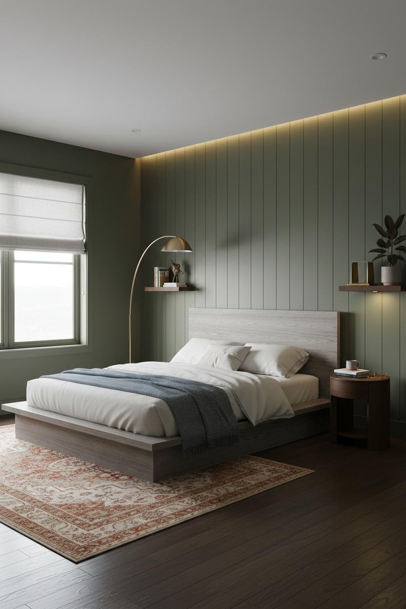 Mid Century Bedroom Olive Walls Retro