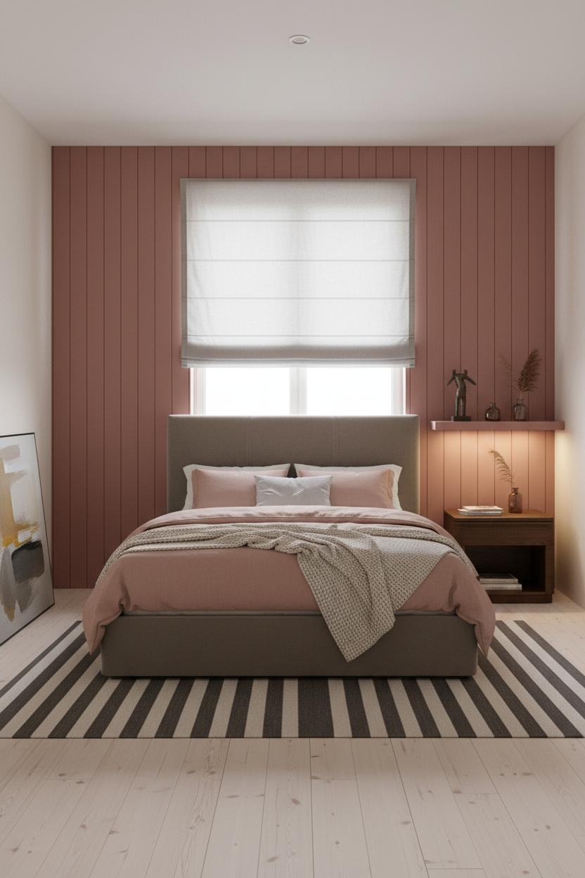 Mid Century Bedroom Dusty Rose Shiplap