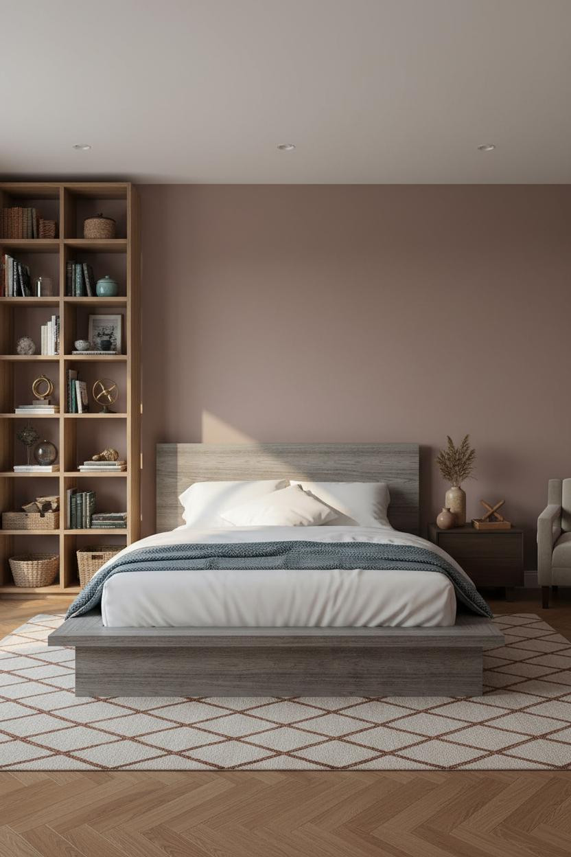 Mid Century Eclectic Bedroom Shelving Maximalism