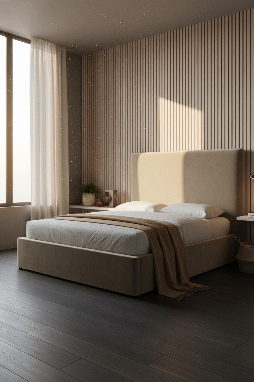 Minimalist Bedroom Ash Wood Headwall