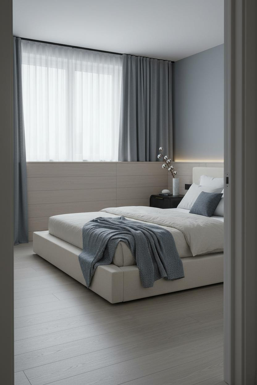 Minimalist Bedroom Birch Wainscoting Modern