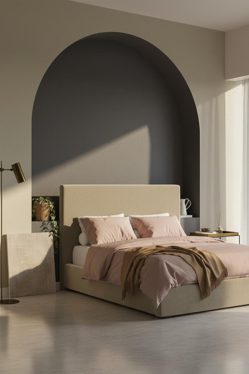 Minimalist Bedroom Charcoal Niche Concrete