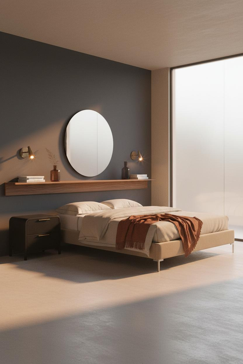 Minimalist Bedroom Floating Shelf Concrete