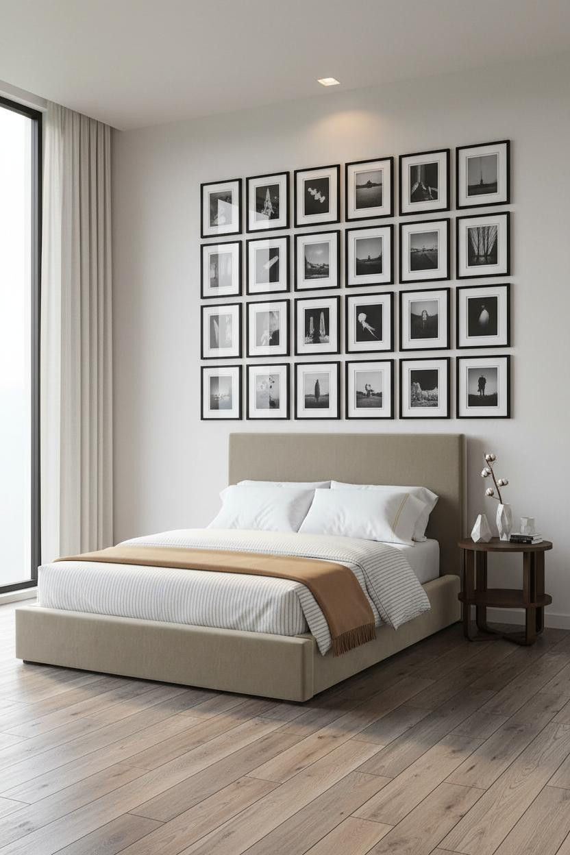 Minimalist Bedroom Gallery Wall Design