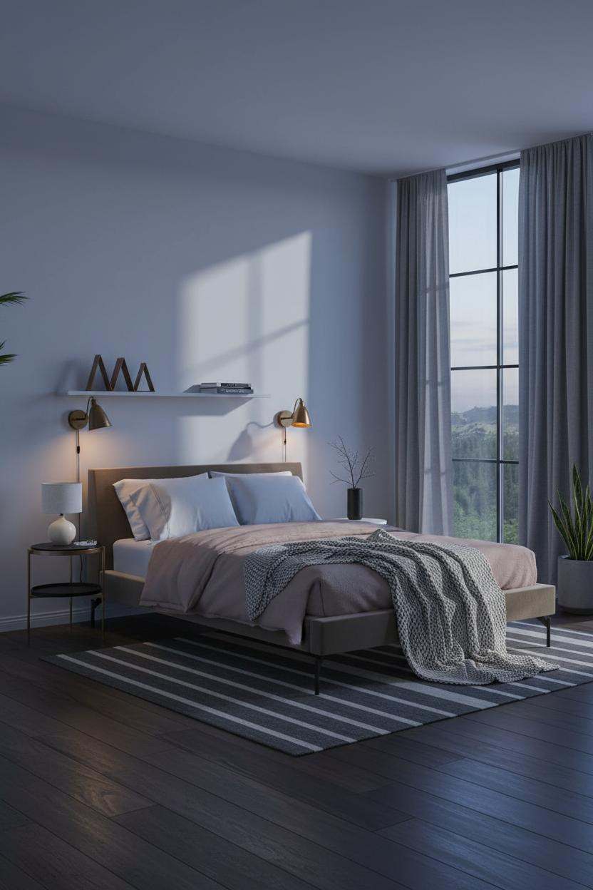 Minimalist Bedroom Geometric Window Design
