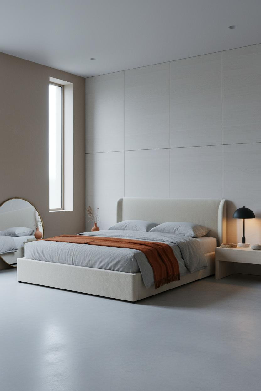 Minimalist Bedroom Limestone Wall Design