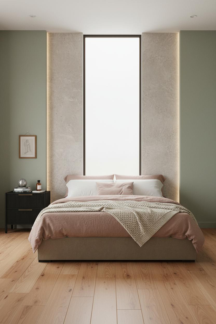 Minimalist Bedroom Plaster Accent Wall