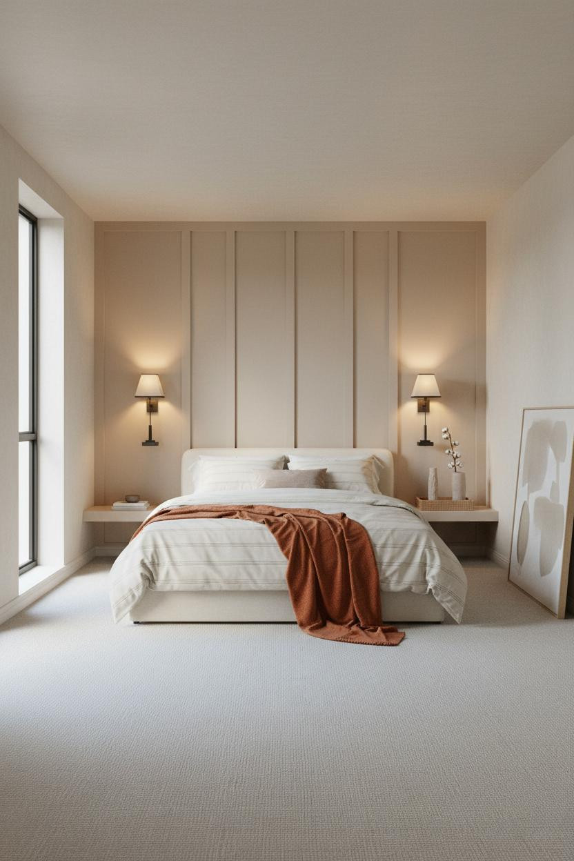 Minimalist Bedroom Sand Accent Wall