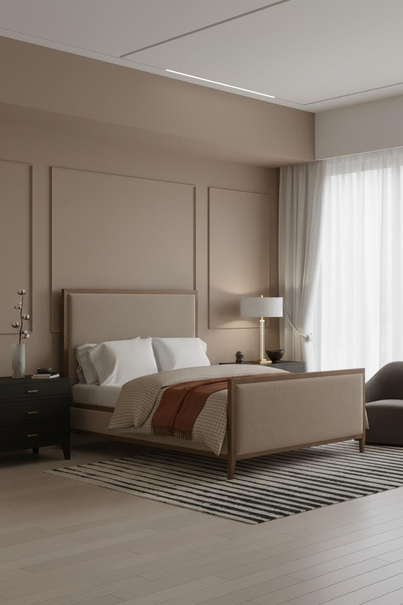 Minimalist Bedroom Soft Lighting Matte Plaster