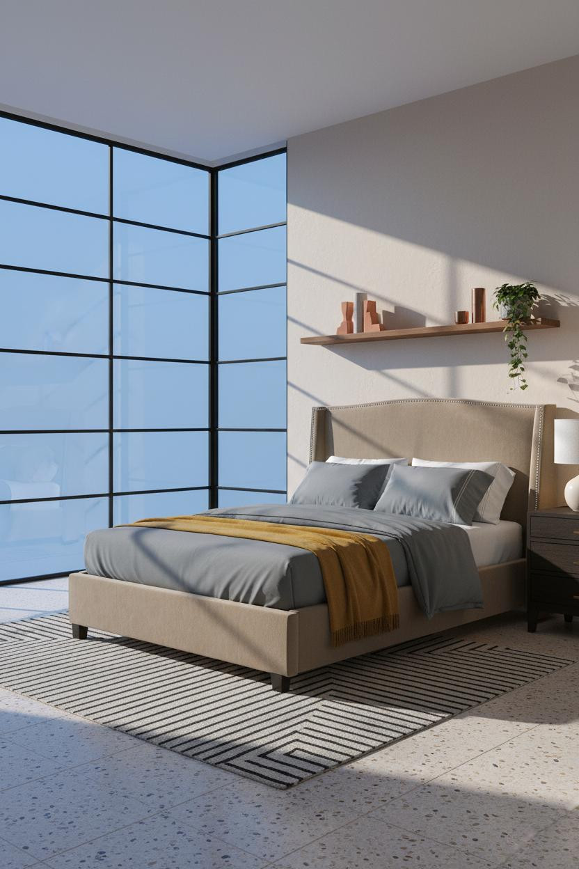 Minimalist Bedroom Warm Lighting Terrazzo