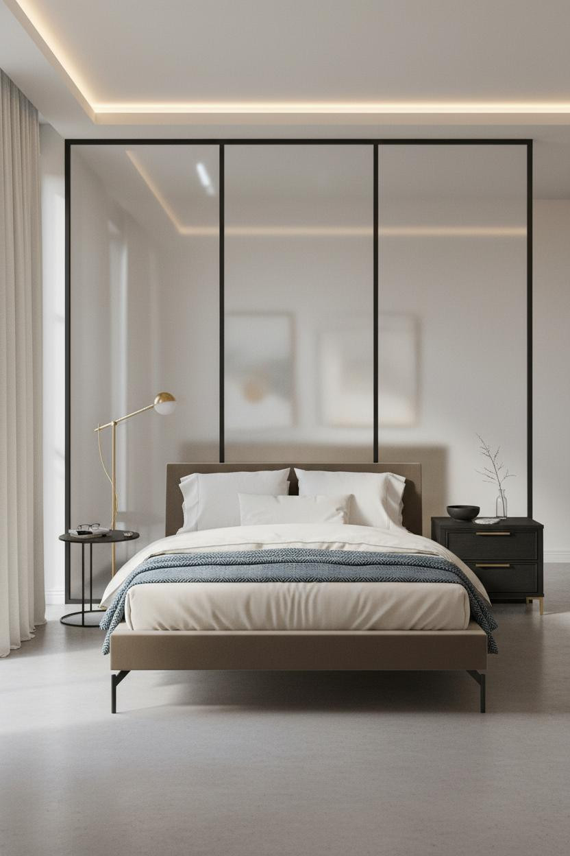Minimalist Loft Bedroom Frosted Partition