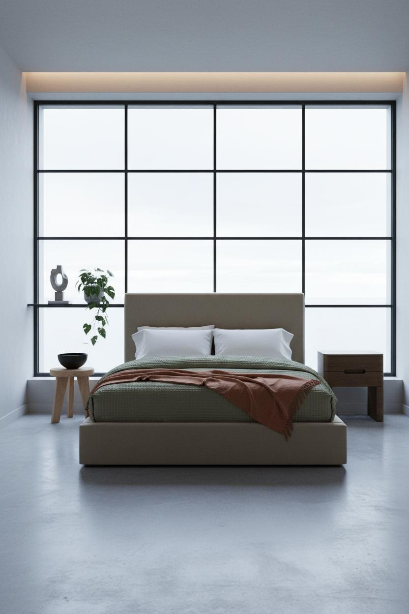 Minimalist Loft Bedroom Industrial Windows