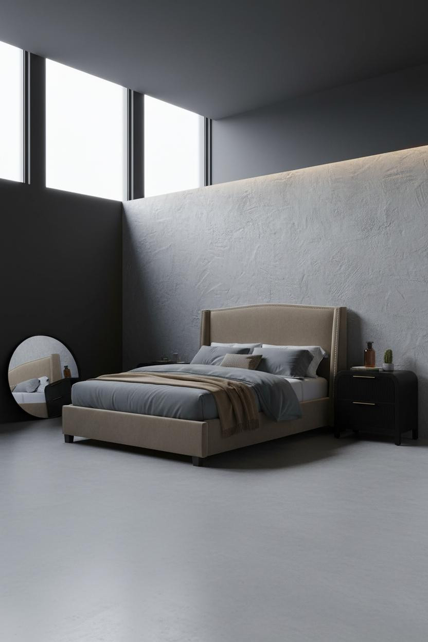 Minimalist Loft Bedroom Textured Plaster