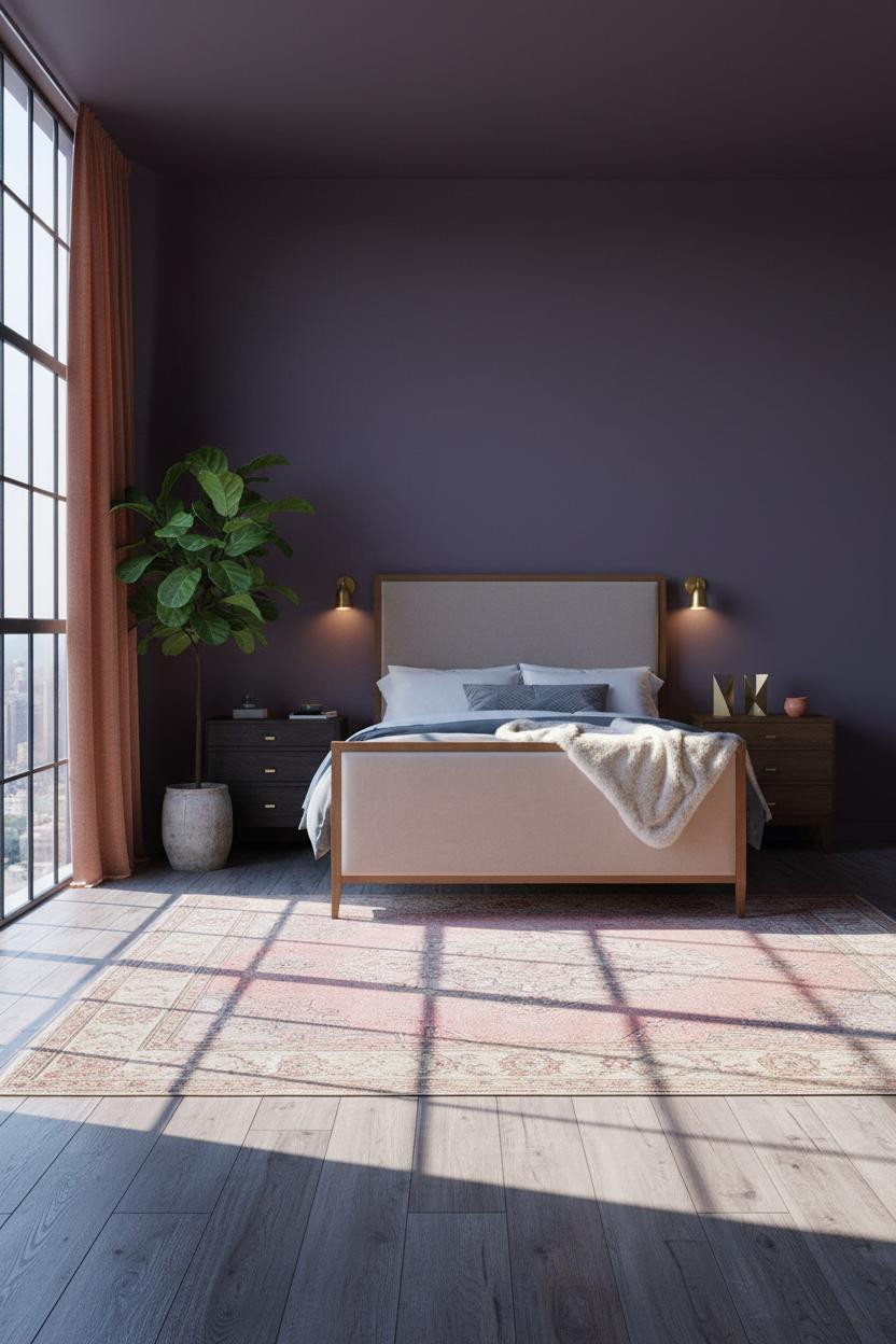 Modern Eclectic Bedroom Steel Window Vintage Rug