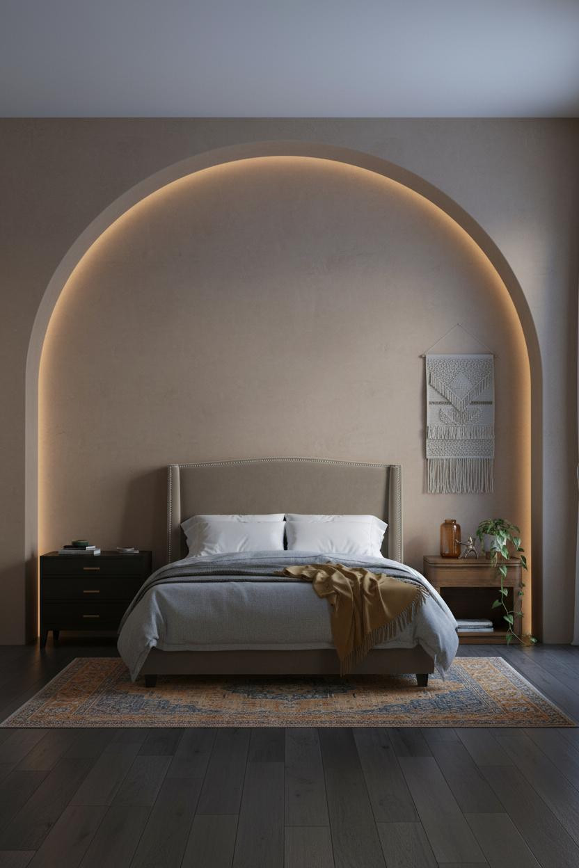 Modern Eclectic Bedroom Vintage Rug Alcove