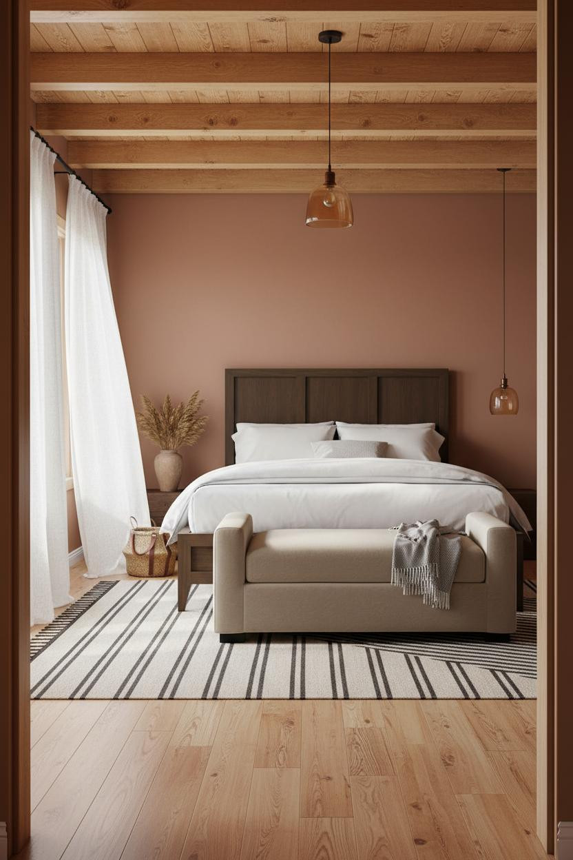 Modern Farmhouse Master Bedroom Exposed Beams