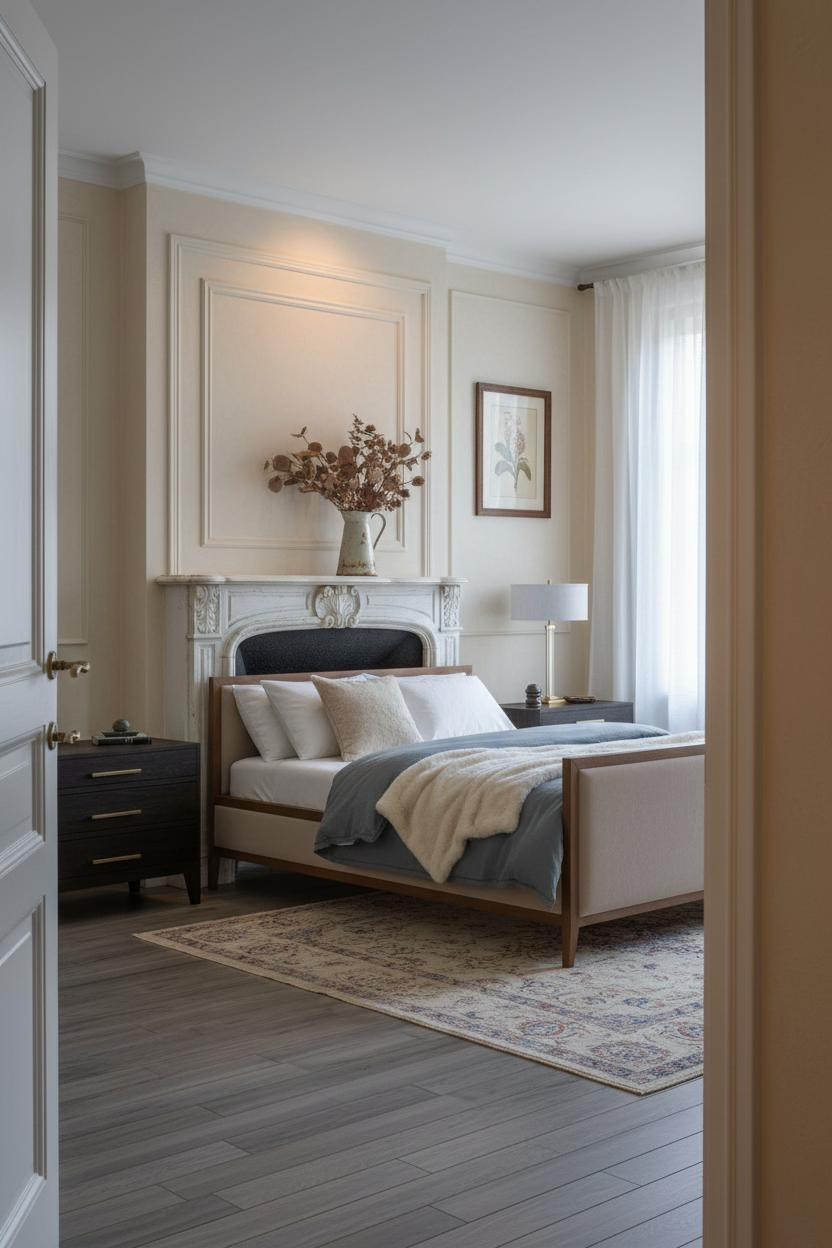 Modern French Country Bedroom Mantel Decor