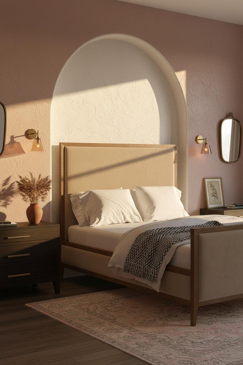 Modern French Country Bedroom Plaster Niche