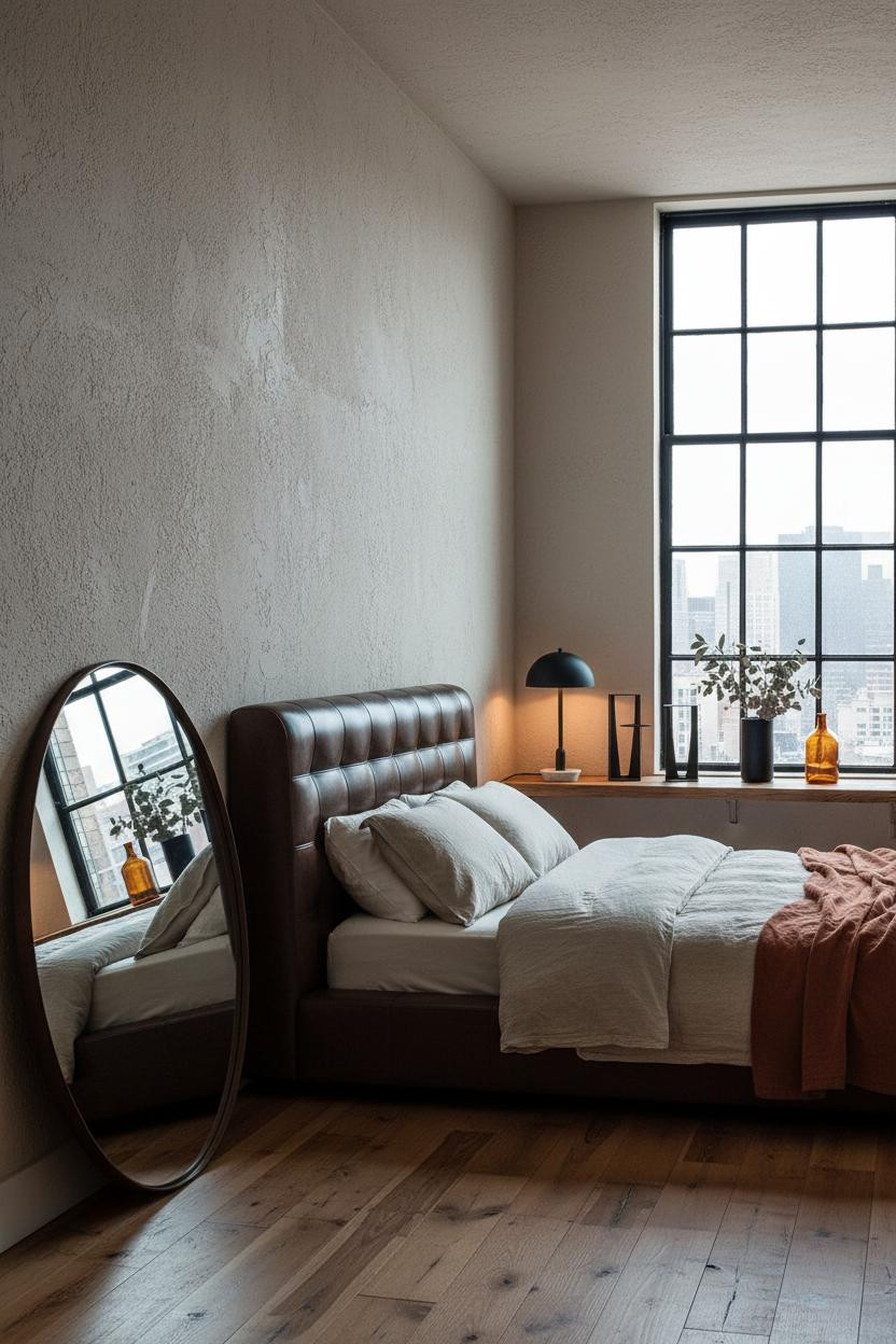 Modern Industrial Bedroom Loft Textured Plaster