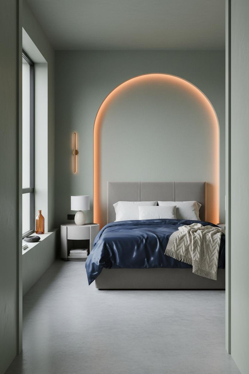 Modern Minimalist Bedroom Arched Niche