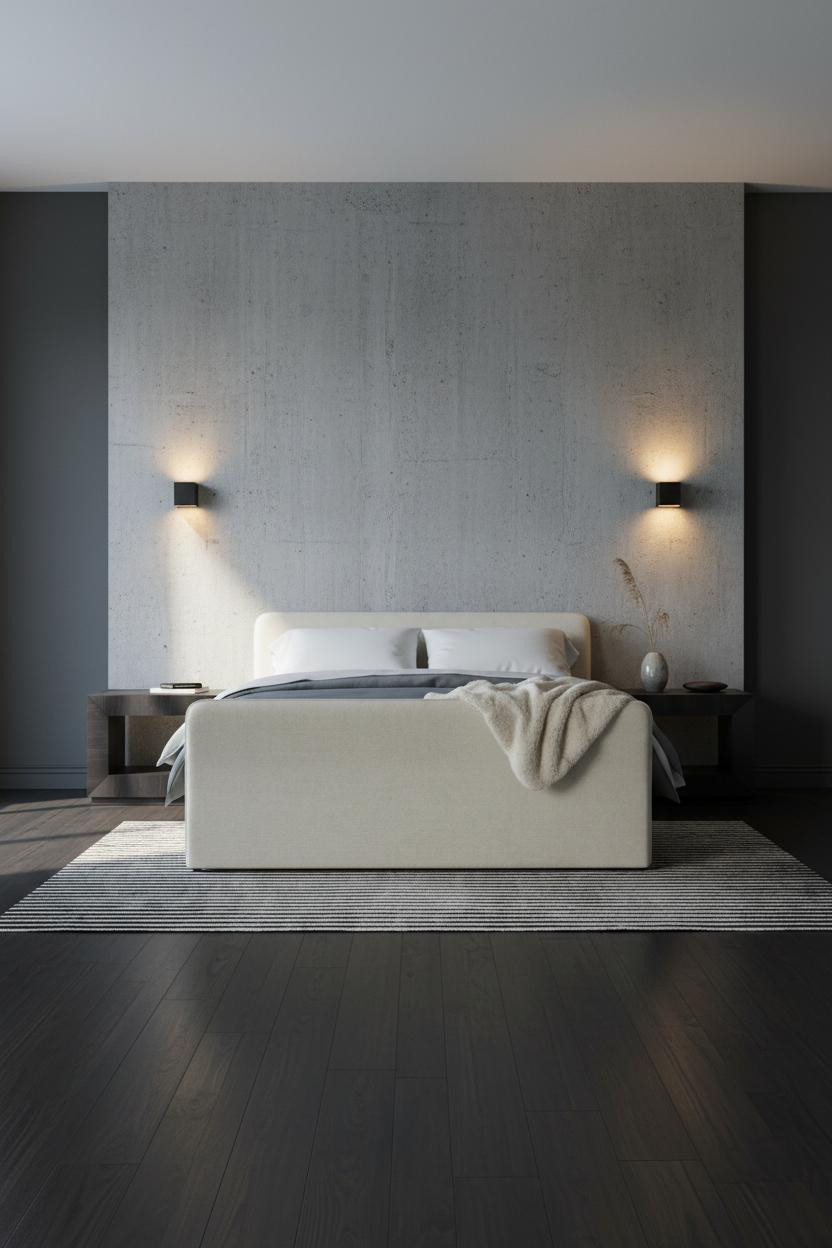 Modern Minimalist Bedroom Concrete Accent