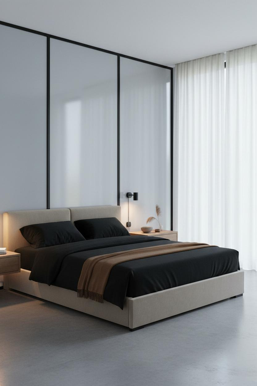 Modern Minimalist Bedroom Frosted Glass
